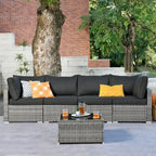 OVIOS Deep Seat Wicker 5-piece Sectional Set