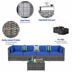 OVIOS Deep Seat Wicker 5-piece Sectional Set