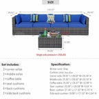 OVIOS Deep Seat Wicker 5-piece Sectional Set