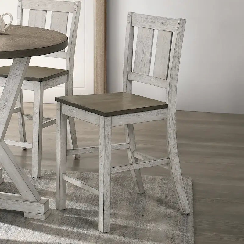 Theile Rustic Wood Counter Height Chairs, Set of 2
