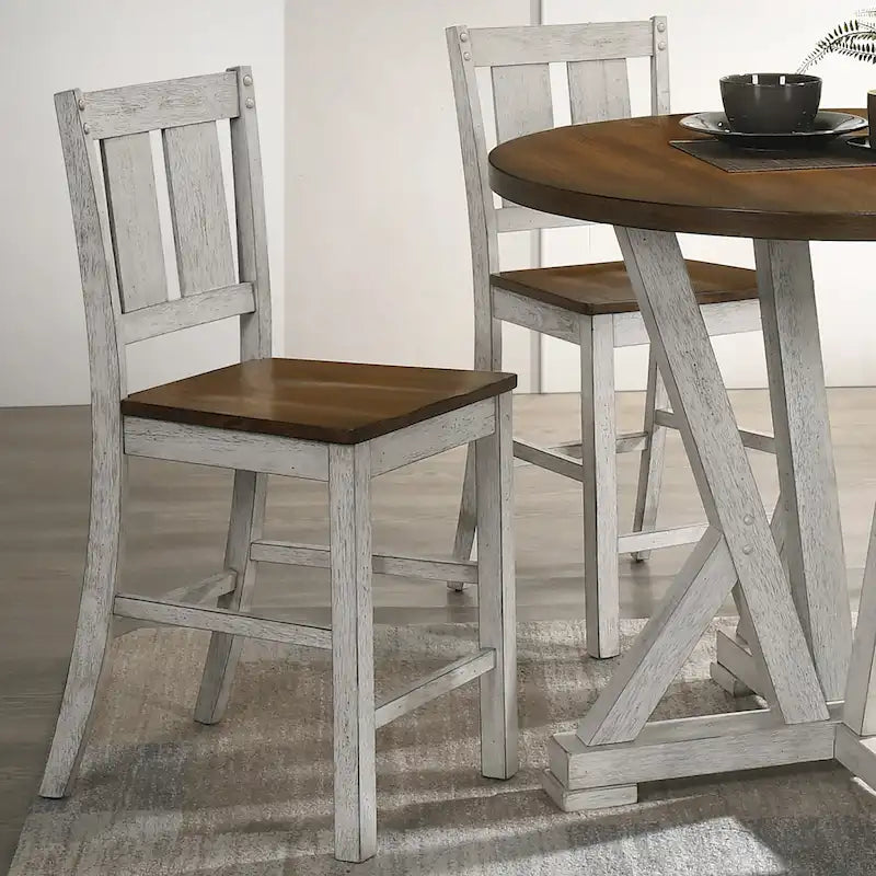 Theile Rustic Wood Counter Height Chairs, Set of 2