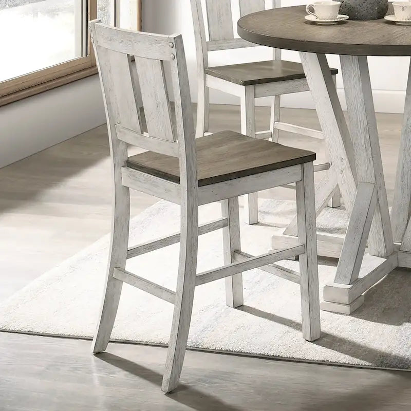 Theile Rustic Wood Counter Height Chairs, Set of 2