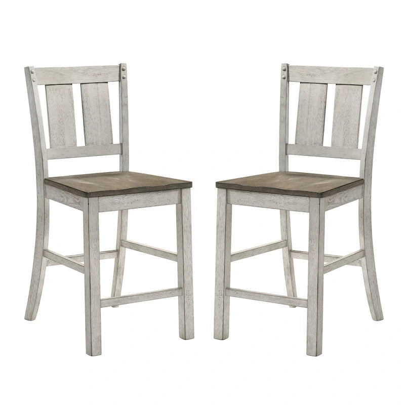 Theile Rustic Wood Counter Height Chairs, Set of 2
