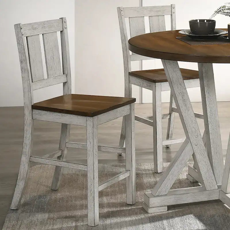 Theile Rustic Wood Counter Height Chairs, Set of 2