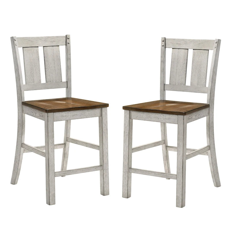 Theile Rustic Wood Counter Height Chairs, Set of 2