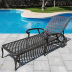 Aluminum Outdoor waterproof Chaise Lounge Chair With Wheels Adjustable Reclining