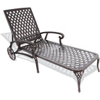 Aluminum Outdoor waterproof Chaise Lounge Chair With Wheels Adjustable Reclining