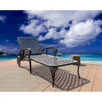 Aluminum Outdoor waterproof Chaise Lounge Chair With Wheels Adjustable Reclining