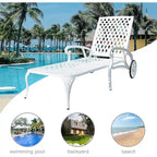 Aluminum Outdoor waterproof Chaise Lounge Chair With Wheels Adjustable Reclining