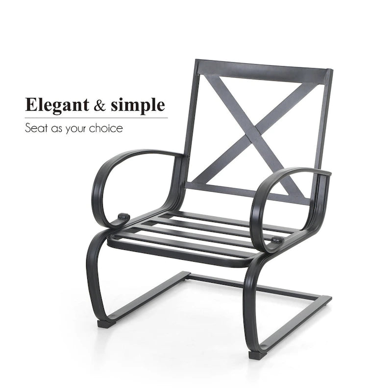 MAISON ARTS 7-Piece Patio Dining Set 6 Piece Cushioned Spring Motion Dining Chair with Armrest & 1 Patio Dining Table