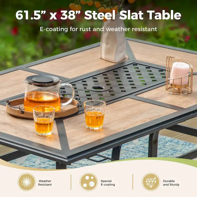 MAISON ARTS 7-Piece Patio Dining Set 6 Piece Cushioned Spring Motion Dining Chair with Armrest & 1 Patio Dining Table