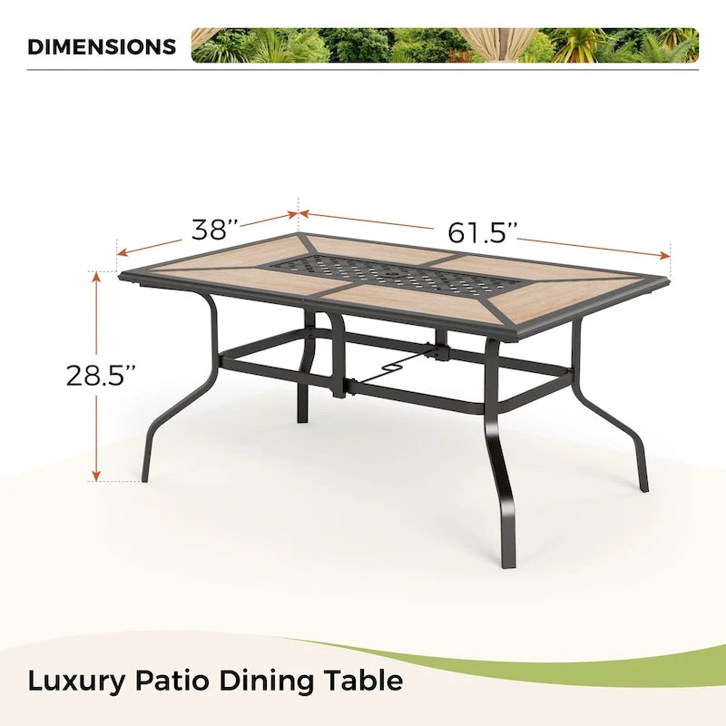 MAISON ARTS 7-Piece Patio Dining Set 6 Piece Cushioned Spring Motion Dining Chair with Armrest & 1 Patio Dining Table