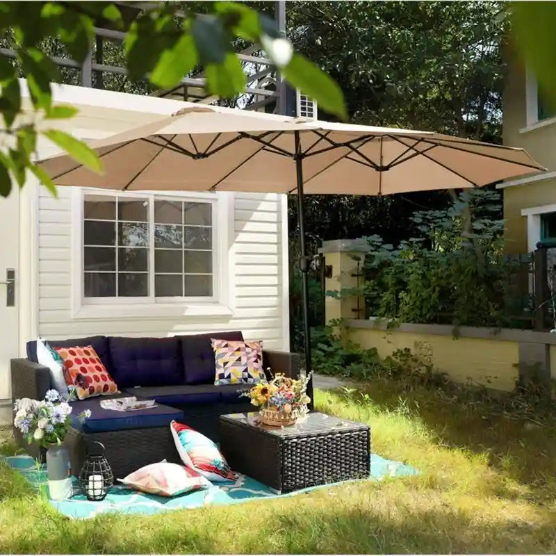 MAISON ARTS 7-Piece Patio Dining Set 6 Piece Cushioned Spring Motion Dining Chair with Armrest & 1 Patio Dining Table