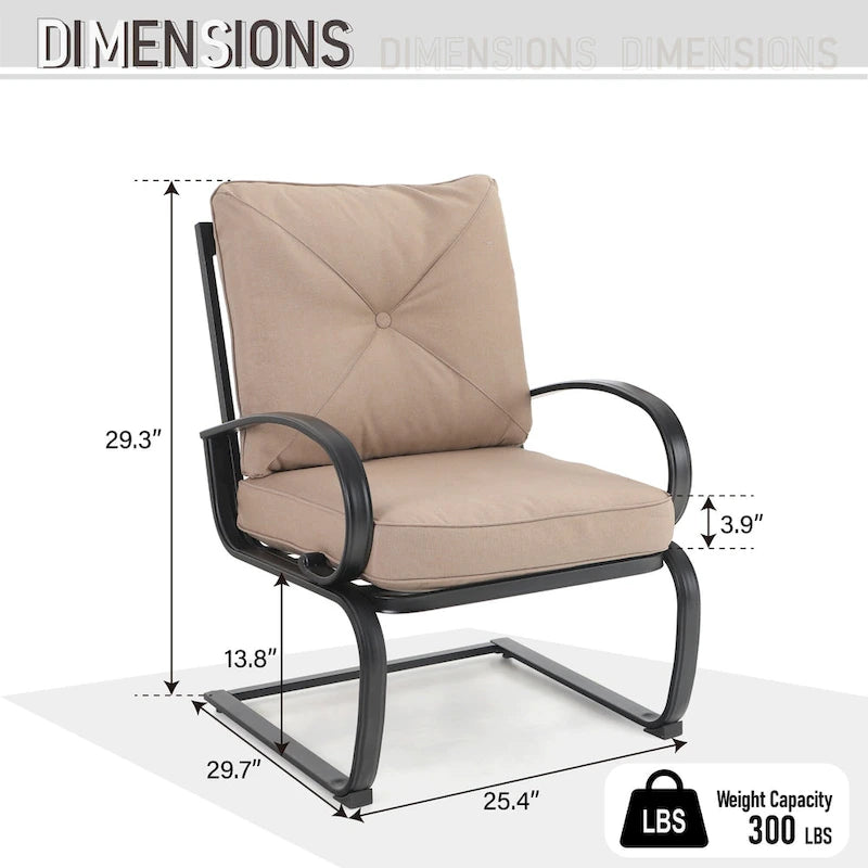 MAISON ARTS 7-Piece Patio Dining Set 6 Piece Cushioned Spring Motion Dining Chair with Armrest & 1 Patio Dining Table