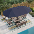 MAISON ARTS 7-Piece Patio Dining Set 6 Piece Cushioned Spring Motion Dining Chair with Armrest & 1 Patio Dining Table