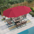 MAISON ARTS 7-Piece Patio Dining Set 6 Piece Cushioned Spring Motion Dining Chair with Armrest & 1 Patio Dining Table
