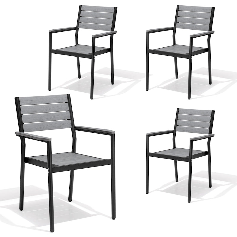 Pellebant Outdoor Modern Aluminum Dining Chairs with Armrest - 19.4 D x 18.9 W x 34.3 H