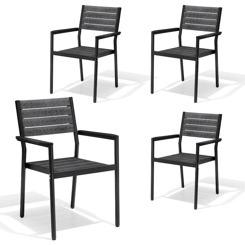 Pellebant Outdoor Modern Aluminum Dining Chairs with Armrest - 19.4 D x 18.9 W x 34.3 H