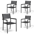 Pellebant Outdoor Modern Aluminum Dining Chairs with Armrest - 19.4 D x 18.9 W x 34.3 H