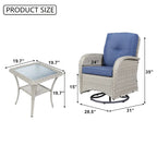 Gymojoy Swivel Patio Chair & Table 3 Piece Outdoor Furniture Set