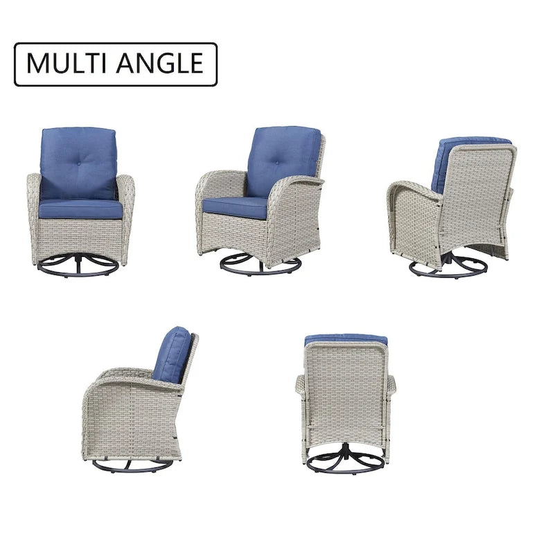 Gymojoy Swivel Patio Chair & Table 3 Piece Outdoor Furniture Set