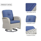 Gymojoy Swivel Patio Chair & Table 3 Piece Outdoor Furniture Set