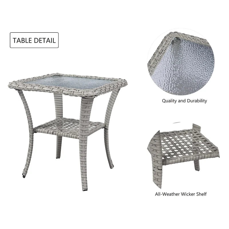 Gymojoy Swivel Patio Chair & Table 3 Piece Outdoor Furniture Set