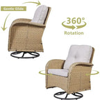Gymojoy Swivel Patio Chair & Table 3 Piece Outdoor Furniture Set