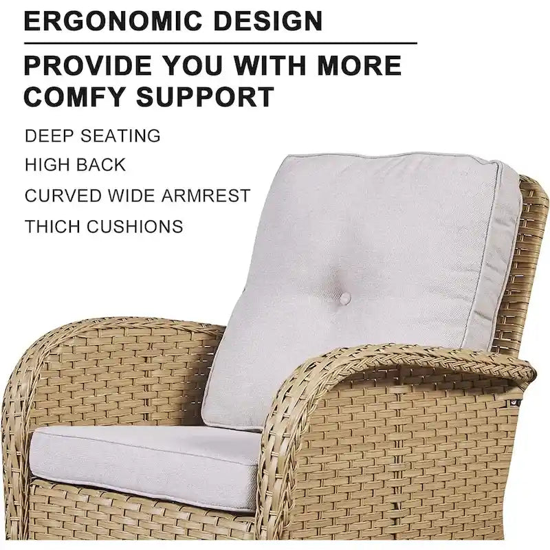 Gymojoy Swivel Patio Chair & Table 3 Piece Outdoor Furniture Set