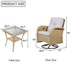 Gymojoy Swivel Patio Chair & Table 3 Piece Outdoor Furniture Set