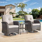 Gymojoy Swivel Patio Chair & Table 3 Piece Outdoor Furniture Set