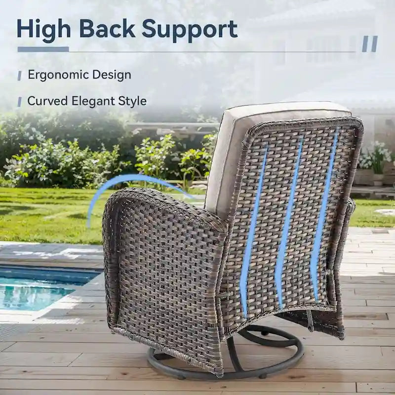 Gymojoy Swivel Patio Chair & Table 3 Piece Outdoor Furniture Set