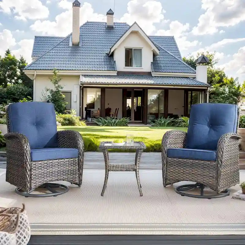 Gymojoy Swivel Patio Chair & Table 3 Piece Outdoor Furniture Set