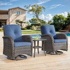 Gymojoy Swivel Patio Chair & Table 3 Piece Outdoor Furniture Set