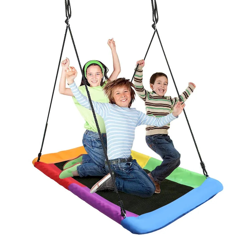 Saucer Tree Swing, Giant Outdoor Rectangle Platform Swing for Kids, Water Proof, Up to 700 lbs