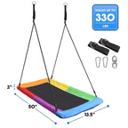 Saucer Tree Swing, Giant Outdoor Rectangle Platform Swing for Kids, Water Proof, Up to 700 lbs