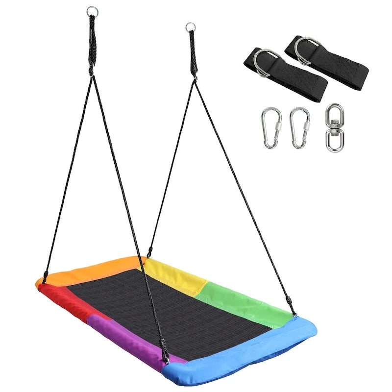 Saucer Tree Swing, Giant Outdoor Rectangle Platform Swing for Kids, Water Proof, Up to 700 lbs