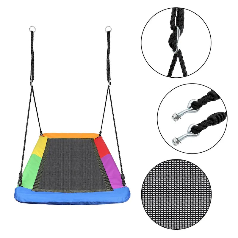 Saucer Tree Swing, Giant Outdoor Rectangle Platform Swing for Kids, Water Proof, Up to 700 lbs