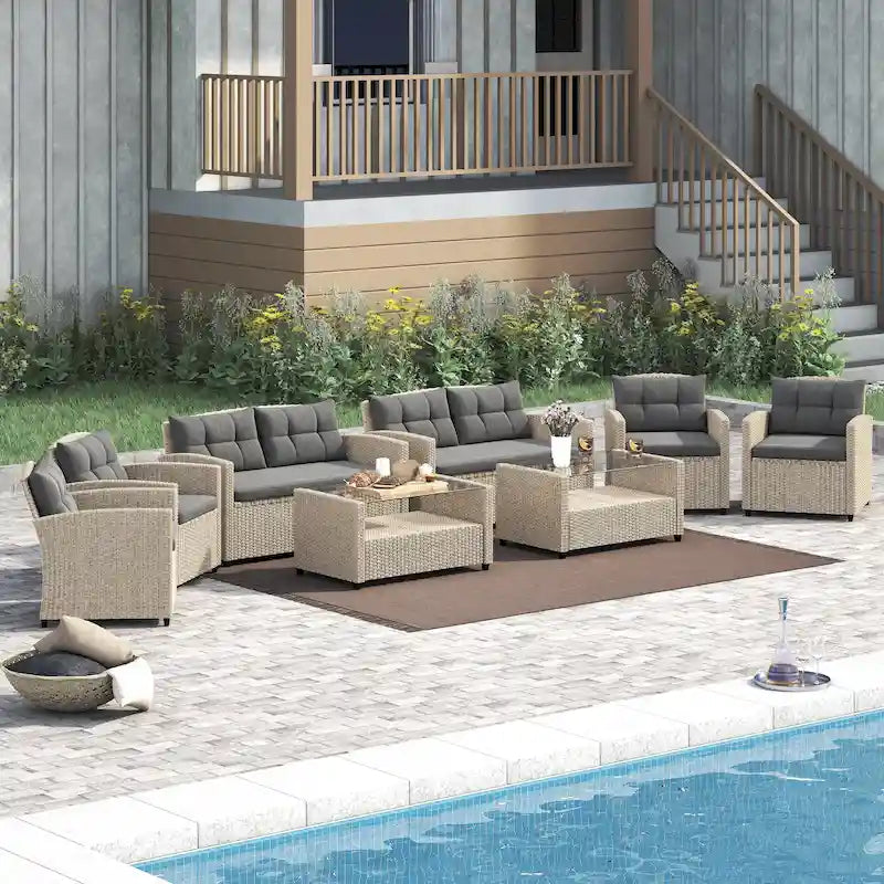 Corvus Armitage 8-piece Outdoor Wicker Sofa Set with Cushions