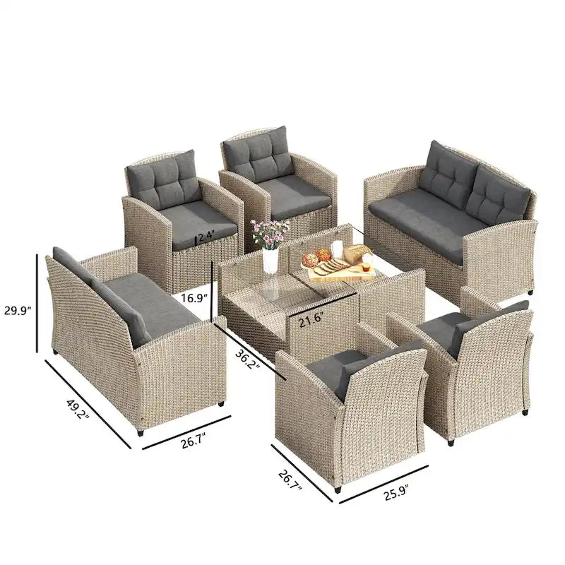 Corvus Armitage 8-piece Outdoor Wicker Sofa Set with Cushions