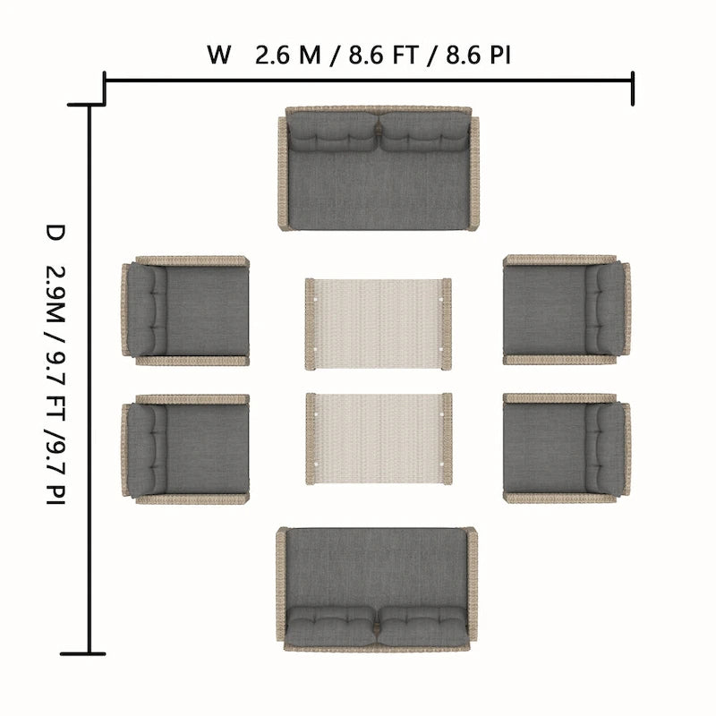 Corvus Armitage 8-piece Outdoor Wicker Sofa Set with Cushions