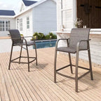 Crestlive Products Outdoor Counter Height Wicker Bar Stools - 21.7 W x 25.6 D x 43.7 H