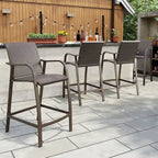 Crestlive Products Outdoor Counter Height Wicker Bar Stools - 21.7 W x 25.6 D x 43.7 H