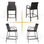 Crestlive Products Outdoor Counter Height Wicker Bar Stools - 21.7 W x 25.6 D x 43.7 H