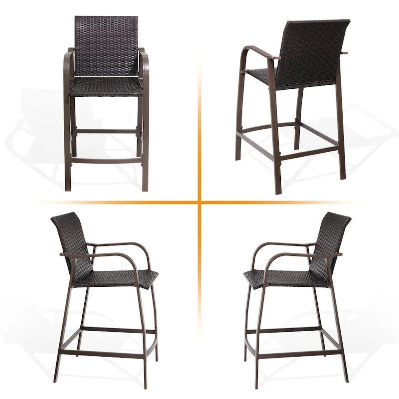 Crestlive Products Outdoor Counter Height Wicker Bar Stools - 21.7 W x 25.6 D x 43.7 H
