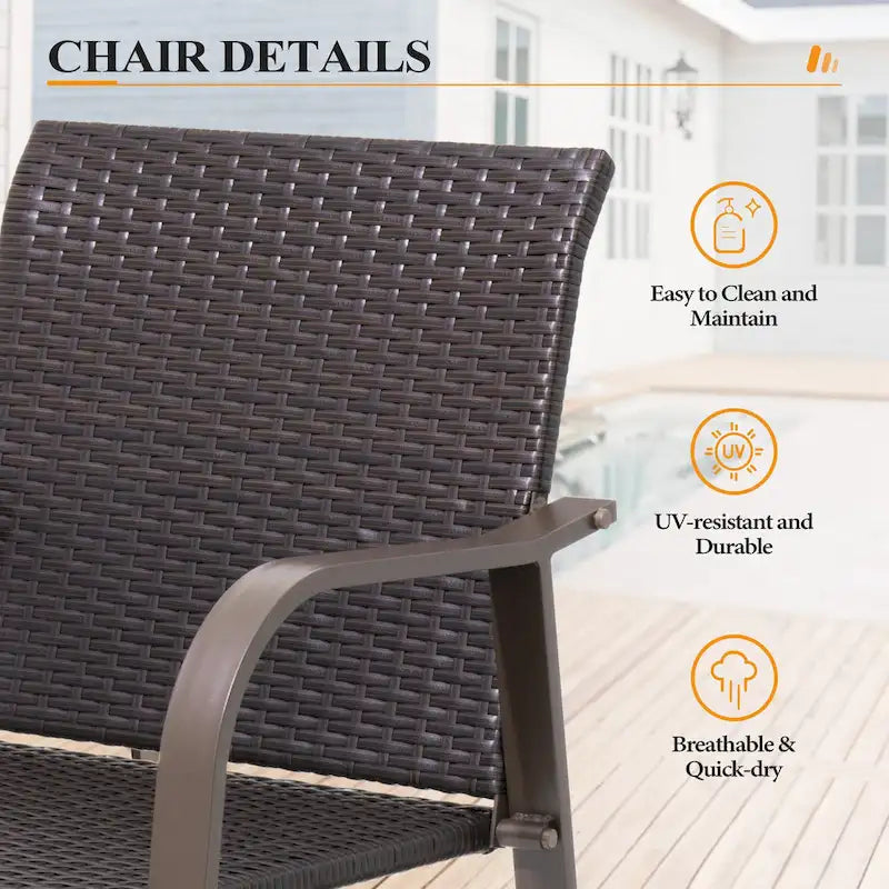 Crestlive Products Outdoor Counter Height Wicker Bar Stools - 21.7 W x 25.6 D x 43.7 H