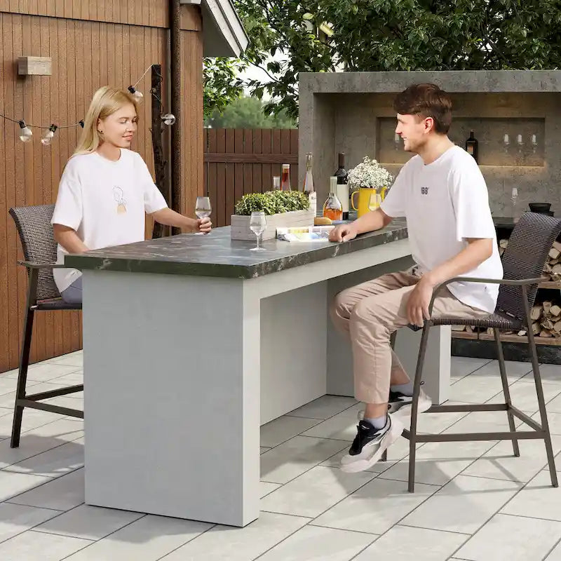 Crestlive Products Outdoor Counter Height Wicker Bar Stools - 21.7 W x 25.6 D x 43.7 H