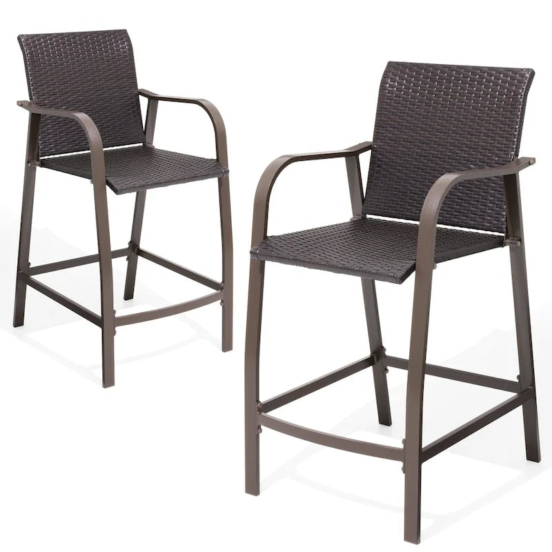 Crestlive Products Outdoor Counter Height Wicker Bar Stools - 21.7 W x 25.6 D x 43.7 H