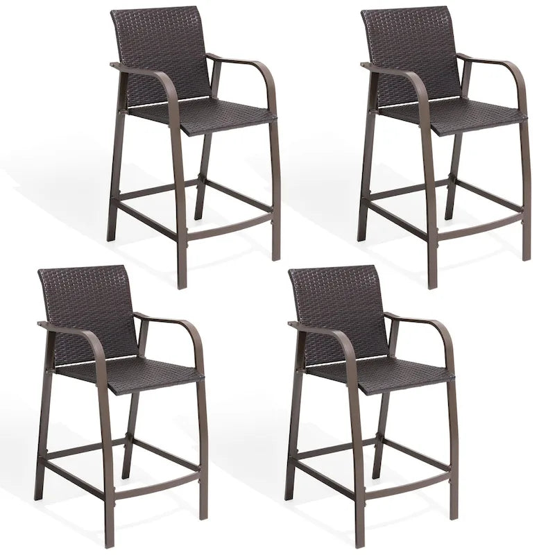 Crestlive Products Outdoor Counter Height Wicker Bar Stools - 21.7 W x 25.6 D x 43.7 H