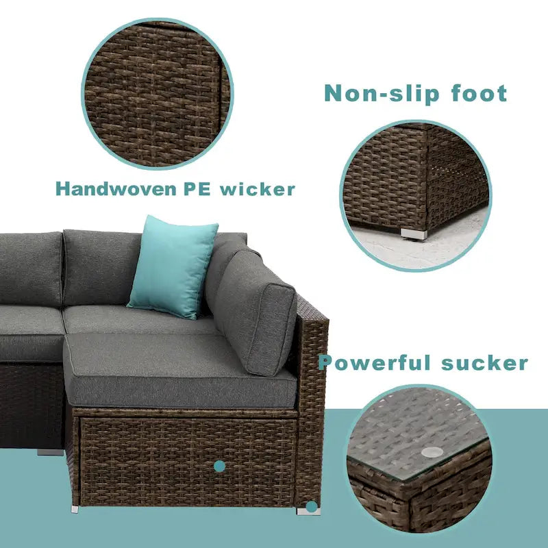 COSIEST 9-piece Outdoor Sectional Sofa Set with Fire Table